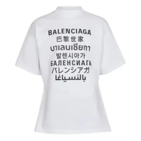 Men”s Balenciaga SS21 Word Short Sleeve White 641613TJVI59040