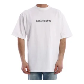 Men”s Balenciaga Symbolic Round Neck Alphabet Printing Short Sleeve White 620969TIV509040 Men”s Balenciaga Symbolic Round Neck Alphabet Printing Short Sleeve White 620969TIV509040