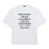 Men”s Balenciaga Word Printing Round Neck Pullover Short Sleeve White 641614TJVI39040