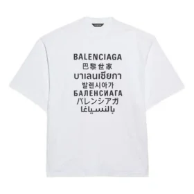 Men”s Balenciaga Word Printing Round Neck Pullover Short Sleeve White 641614TJVI39040 Men”s Balenciaga Word Printing Round Neck Pullover Short Sleeve White 641614TJVI39040
