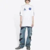 Men”s Balenciaga x NASA Crossover FW21 Loose Round Neck Short Sleeve White 651795TKVD79040