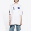 Men”s Balenciaga x NASA Crossover FW21 Loose Round Neck Short Sleeve White 651795TKVD79040