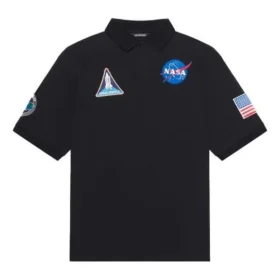 Men”s Balenciaga x NASA Crossover FW21 Space Printing Cotton Solid Color Polo Shirt Black 662493TKVG11070 Men”s Balenciaga x NASA Crossover FW21 Space Printing Cotton Solid Color Polo Shirt Black 662493TKVG11070