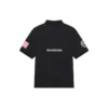 Men”s Balenciaga x NASA Crossover FW21 Space Printing Cotton Solid Color Polo Shirt Black 662493TKVG11070