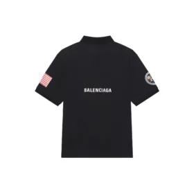 Men”s Balenciaga x NASA Crossover FW21 Space Printing Cotton Solid Color Polo Shirt Black 662493TKVG11070 Men”s Balenciaga x NASA Crossover FW21 Space Printing Cotton Solid Color Polo Shirt Black 662493TKVG11070
