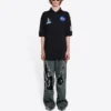 Men”s Balenciaga x NASA Crossover FW21 Space Printing Cotton Solid Color Polo Shirt Black 662493TKVG11070