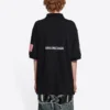 Men”s Balenciaga x NASA Crossover FW21 Space Printing Cotton Solid Color Polo Shirt Black 662493TKVG11070