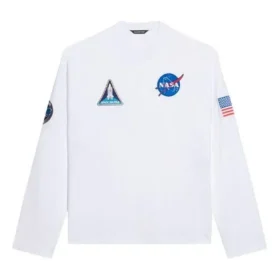Men”s Balenciaga x NASA Crossover Space Printing Long Sleeves Round Neck Long Sleeves White 662496TKVD79040