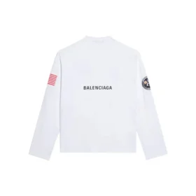 Men”s Balenciaga x NASA Crossover Space Printing Long Sleeves Round Neck Long Sleeves White 662496TKVD79040