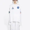 Men”s Balenciaga x NASA Crossover Space Printing Long Sleeves Round Neck Long Sleeves White 662496TKVD79040