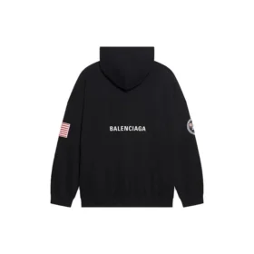 Men”s Balenciaga x NASA FW21 Crossover Logo Cotton Classic hooded Loose Long Sleeves Black 651799TKVD81070
