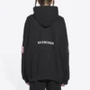 Men”s Balenciaga x NASA FW21 Crossover Logo Cotton Classic hooded Loose Long Sleeves Black 651799TKVD81070