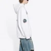 Men”s Balenciaga x NASA FW21 Crossover Logo Cotton Classic hooded Loose Long Sleeves White 651799TKVD89040