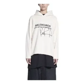 Men”s Balenciaga x RuPaul Crossover FW21 Alphabet Printing Pullover Creamy White 670946TLV569057