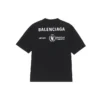Men”s Balenciaga x WFP 1st Generation Crossover Printing Logo Round Neck Pullover Short Sleeve Black 612966THV841000