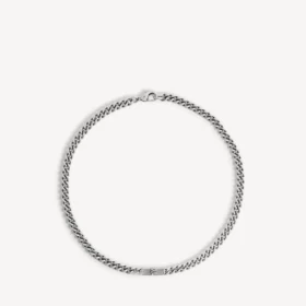 Men’s bb icon thin gourmette necklace in antique silver