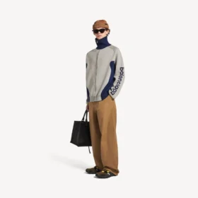 Men’s bodies knitted zip-up cardigan in grey/navy
