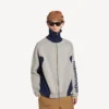 Men’s bodies knitted zip-up cardigan in grey/navy