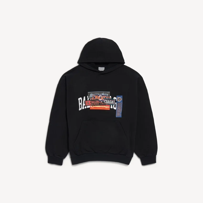 Men’s bumper stickers medium fit hoodie in black Men’s bumper stickers medium fit hoodie in black