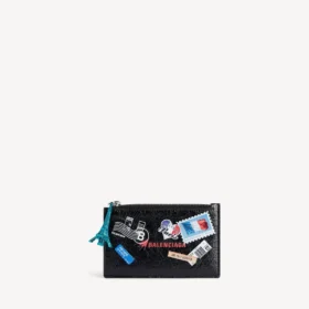 Men’s cash large long coin and card holder in black/multicolor