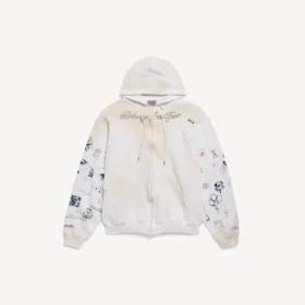 Men’s classic ink zip-up hoodie in white