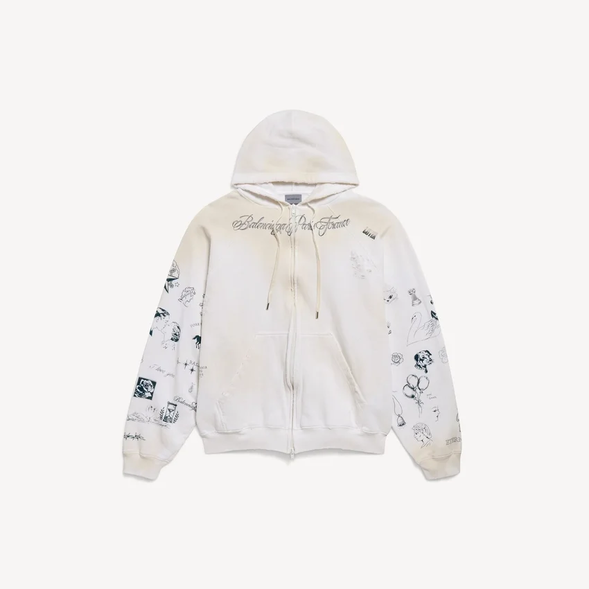 Men’s classic ink zip-up hoodie in white Men’s classic ink zip-up hoodie in white