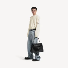 Men’s crewneck sweater in cream