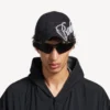 Men’s cursive cap in washed black