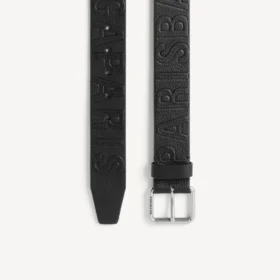 Men’s debossed logo belt in black