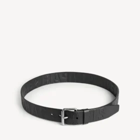 Men’s debossed logo belt in black