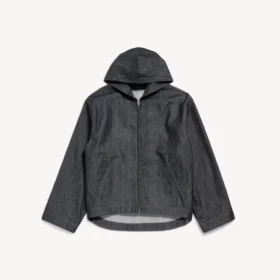 Men’s denim hooded jacket in raw indigo