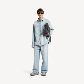 Men’s denim long sleeve shirt in light blue
