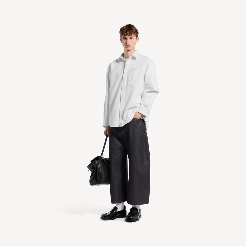 Men’s denim long sleeve shirt in white Men’s denim long sleeve shirt in white