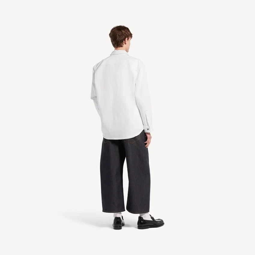 Men’s denim long sleeve shirt in white Men’s denim long sleeve shirt in white