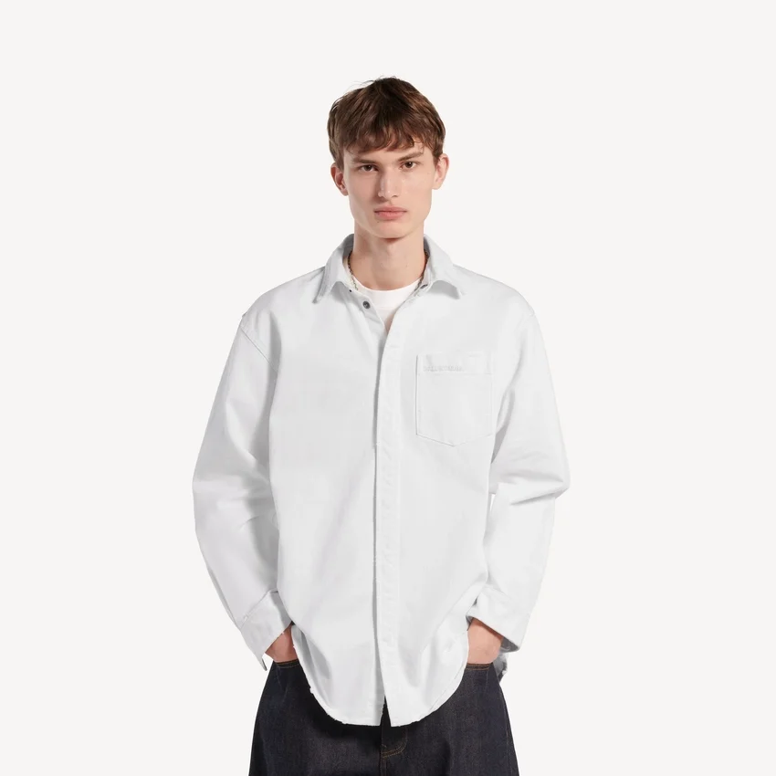 Men’s denim long sleeve shirt in white Men’s denim long sleeve shirt in white
