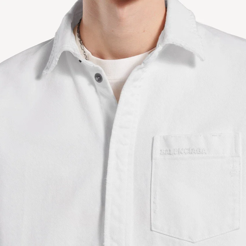Men’s denim long sleeve shirt in white Men’s denim long sleeve shirt in white