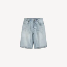 Men’s denim stay press shorts in bleach light bleu