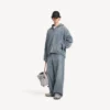 Men’s denim stitch baggy jeans in dark blue