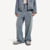 Men’s denim stitch baggy jeans in dark blue