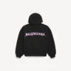 Men’s diy balenciaga back regular fit zip-up hoodie  in black