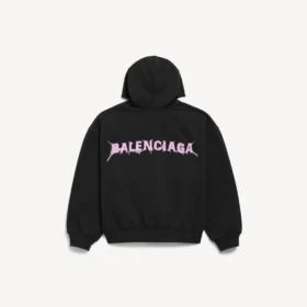 Men’s diy balenciaga back regular fit zip-up hoodie  in black