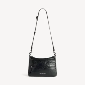 Men’s explorer double pouch messenger bag in black