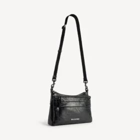 Men’s explorer double pouch messenger bag in black