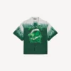 Men’s extreme tie dye bowling short sleeve shirt in green/white