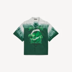 Men’s extreme tie dye bowling short sleeve shirt in green/white