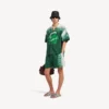 Men’s extreme tie dye bowling short sleeve shirt in green/white