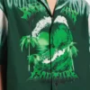 Men’s extreme tie dye bowling short sleeve shirt in green/white