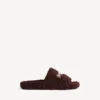 Men’s furry open mule in châtaigne