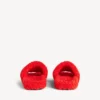 Men’s furry open mule in pop orange/white/red