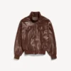 Men’s high collar bomber in castor
